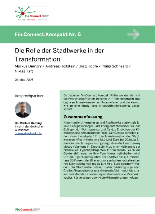 Fin.Connect.NRW Kompakt Nr. 6: Die Rolle der Stadtwerke in der Transformation