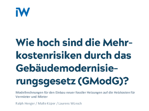 Modellrechnungen für den Einbau neuer fossiler Heizungen auf die Heizkosten für Vermieter und Mieter