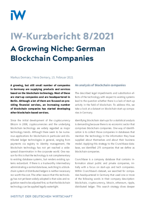 A Growing Niche: German Blockchain Companies