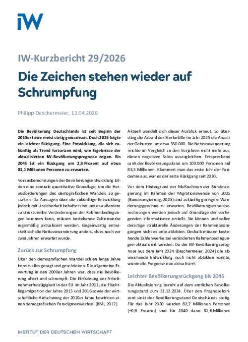Die Zeichen stehen wieder auf Schrumpfung