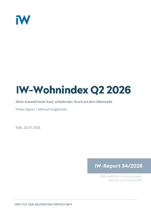 IW-Wohnindex Q2: Mehr Auswahl beim Kauf, anhaltender Druck auf dem Mietmarkt