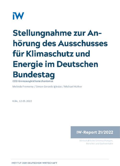 Stellungnahme zur Anhörung des Ausschusses für Klimaschutz und Energie im Deutschen Bundestag