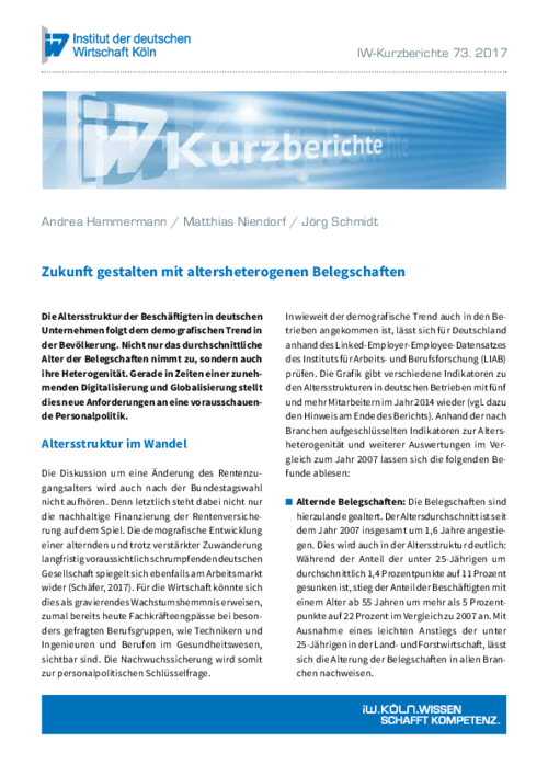 Zukunft gestalten mit altersheterogenen Belegschaften