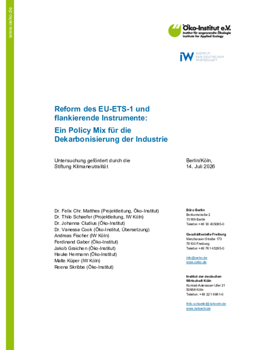 Reform des EU-ETS-1 und flankierende Instrumente