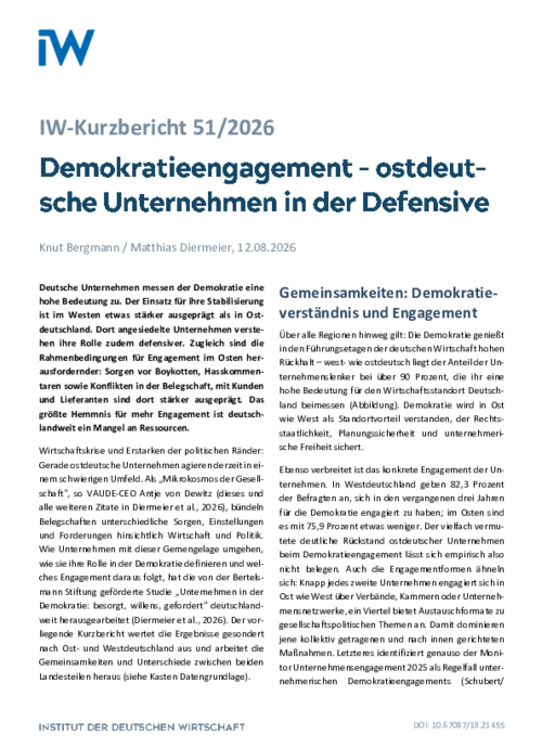 Demokratieengagement – ostdeutsche Unternehmen in der Defensive
