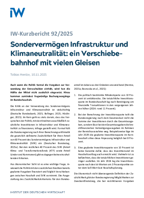 Sondervermögen Infrastruktur und Klimaneutralität: Ein Verschiebebahnhof mit vielen Gleisen
