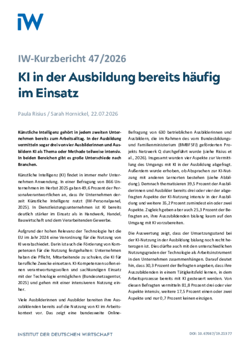 KI in der Ausbildung bereits häufig im Einsatz