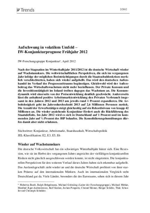 Aufschwung in volatilem Umfeld