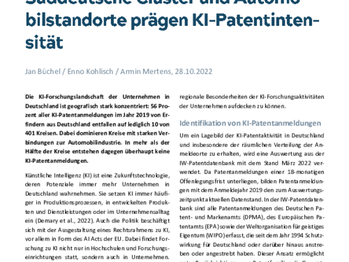 Süddeutsche Cluster und Automobilstandorte prägen KI-Patentintensität
