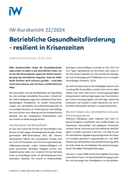 Betriebliche Gesundheitsförderung – resilient in Krisenzeiten
