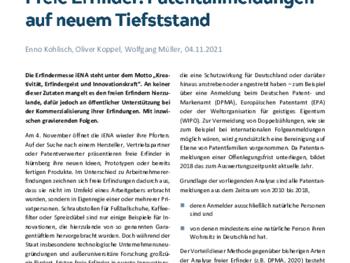 Patentanmeldungen auf neuem Tiefststand