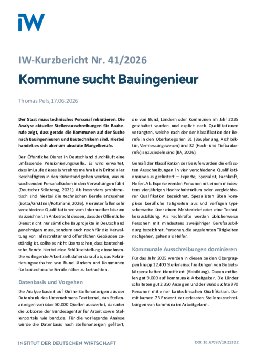 Kommune sucht Bauingenieur