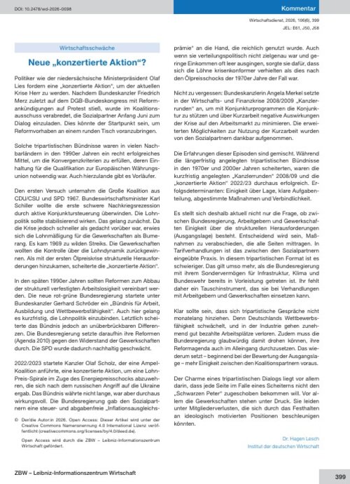 Wirtschaftsschwäche: Neue „konzertierte Aktion“?