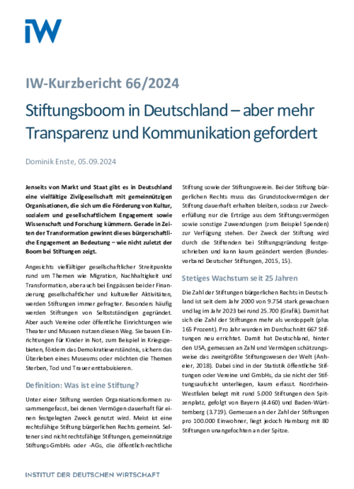 Stiftungsboom in Deutschland – aber mehr Transparenz und Kommunikation gefordert
