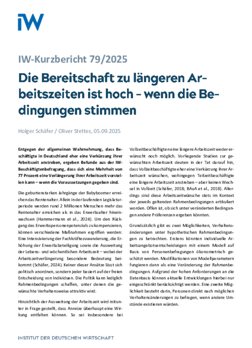 Die Bereitschaft zu längeren Arbeitszeiten ist hoch – wenn die Bedingungen stimmen