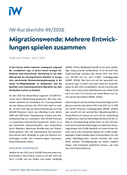 Migrationswende: Mehrere Entwicklungen spielen zusammen