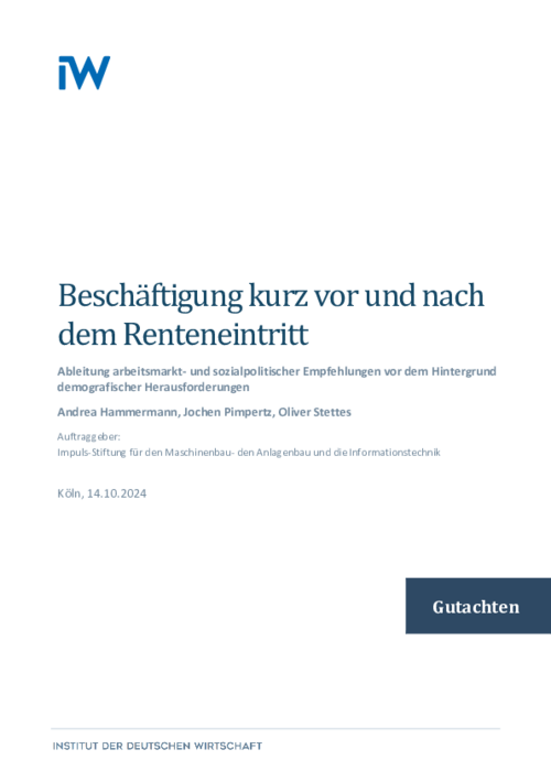 Beschäftigung kurz vor und nach  dem Renteneintritt