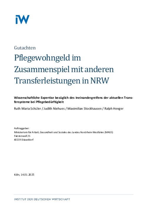 Pflegewohngeld im Zusammenspiel mit anderen Transferleistungen in NRW