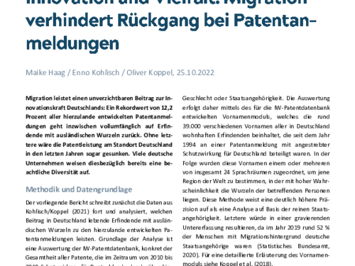 Migration verhindert Rückgang bei Patentanmeldungen