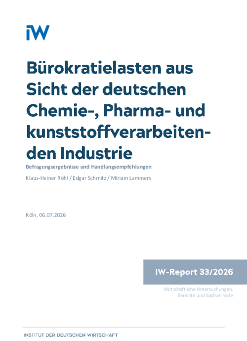 Bürokratielasten aus Sicht der deutschen Chemie-, Pharma- und kunststoffverarbeitenden Industrie